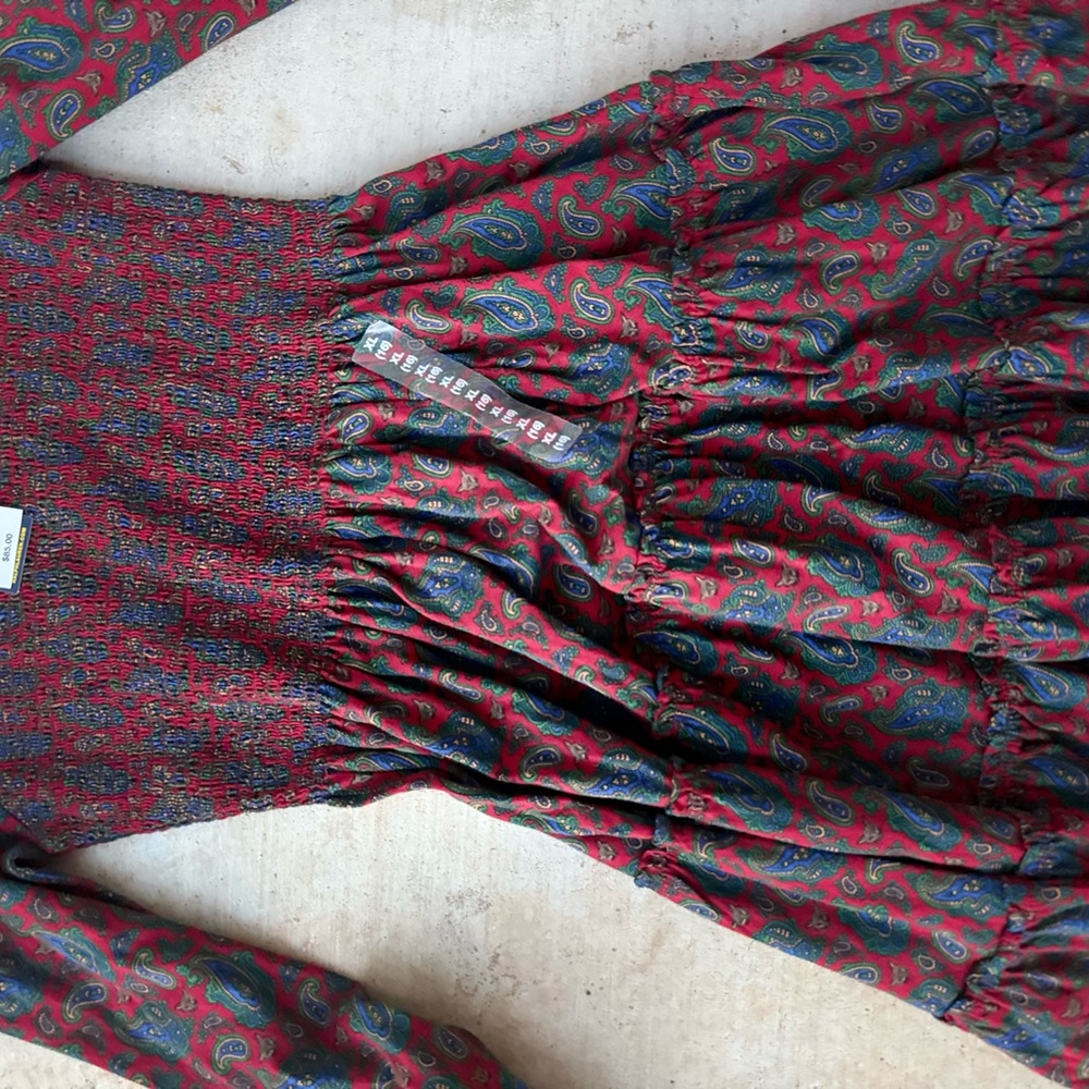 NWT Ralph Lauren Red and Blue Paisley Kids Dress - Picture 6 of 8